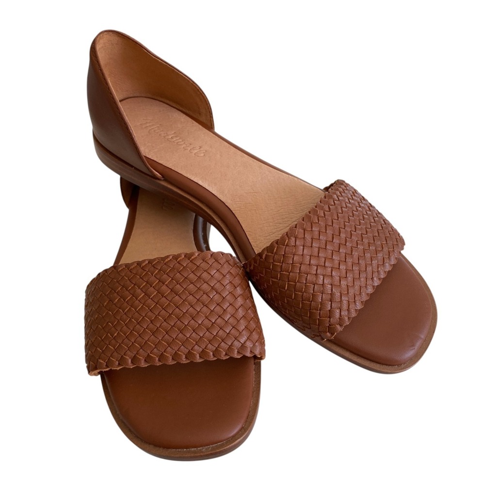 Madewell Nelda Dried Maple Brown Woven Leather d'Orsay Flats Sz 8 Quiet Luxury